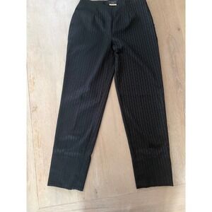 Piazza Sempione Audrey Black Jacquard Slim Tapered Split Hem Pants Made in Italy